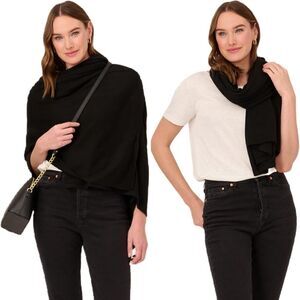 Adrianna Papell Cashmere Wool Blend Black Shrug XS / S